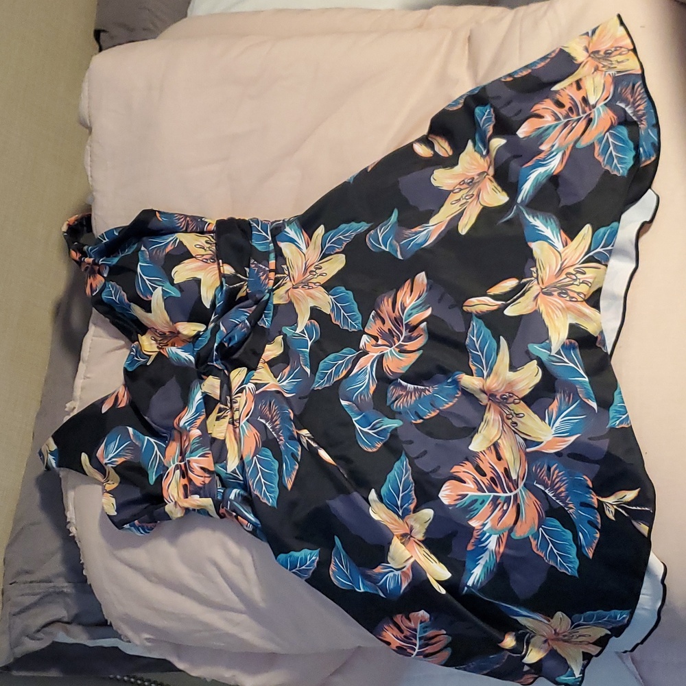 Tropical print 1 piece swimsuit M